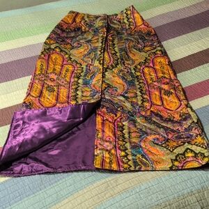 Quilted Vibrant Paisley A-Line Skirt